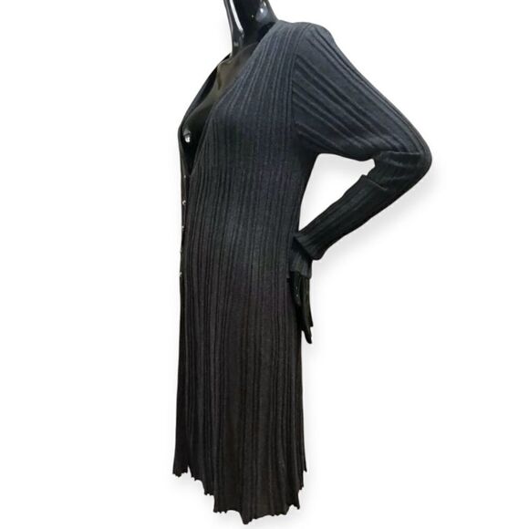 Kerisma Ribbed Deep V Neck Half Button Sweater Dress Size Medium - Picture 3 of 5